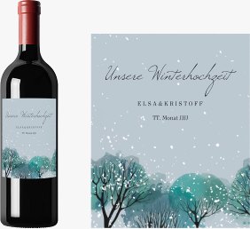 Weinetikett zur Hochzeit Winterhochzeit