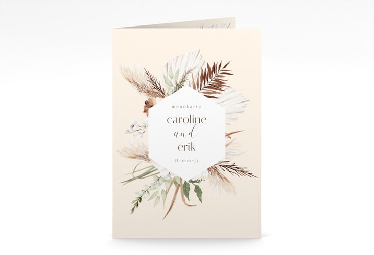 Menükarte Hochzeit Bohemian A5 Klappkarte hoch hochglanz