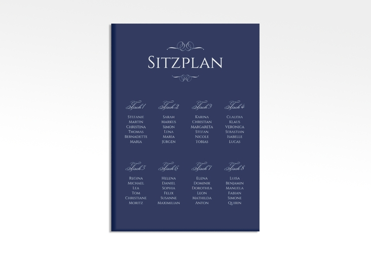 Sitzplan Leinwand Hochzeit Elegancy 50 x 70 cm Leinwand blau