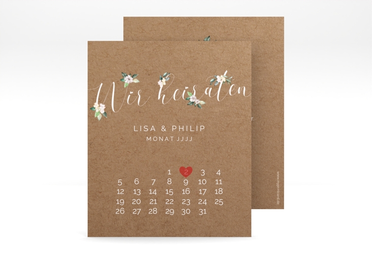 Save the Date-Kalenderblatt Inlove Kalenderblatt-Karte Kraftpapier