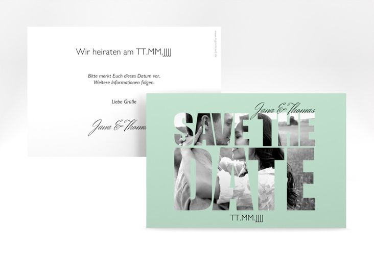 Save the Date-Karte Hochzeit Letters A6 Karte quer mint hochglanz