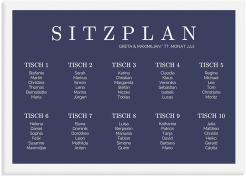 Klick: Details zu Sitzplan Leinwand Hochzeit "Simply" anzeigen Sitzplan Leinwand Hochzeit Simply 70 x 50 cm Leinwand blau