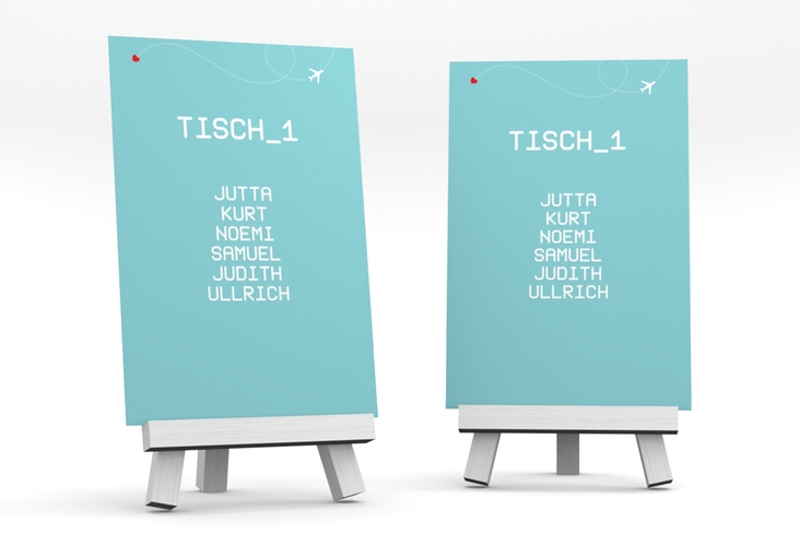 Tischaufsteller Hochzeit Weddingpass Tischaufsteller blau