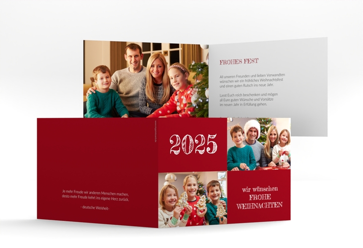 Weihnachtskarte Besinnlichkeit A6 Klappkarte quer rot zum Personalisieren mit Jahreszahl