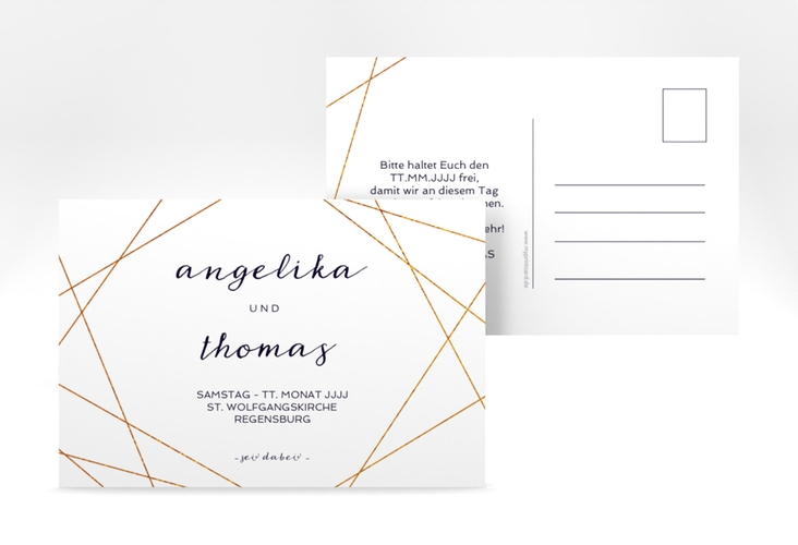 Save the Date-Postkarte Asymmetry A6 Postkarte weiss hochglanz