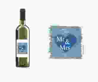 Etichette vino matrimonio collezione Fuerteventura Etikett Weinflasche 4er Set blau
