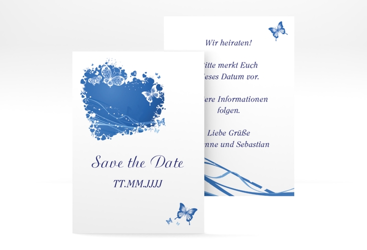 Save the Date-Visitenkarte Mailand Visitenkarte hoch blau hochglanz