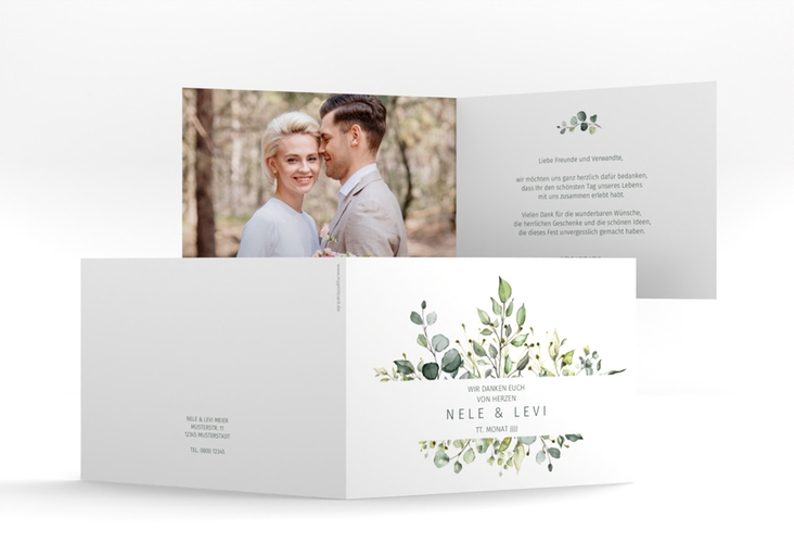 Danksagungskarte Hochzeit Enchanting A6 Klappkarte quer weiss hochglanz