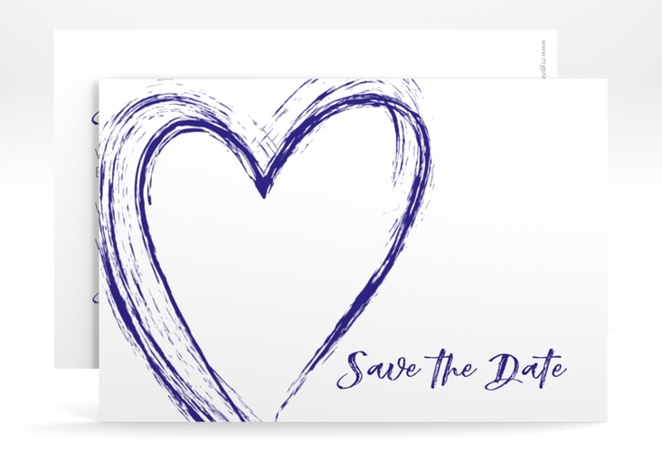 Save the Date-Karte Liebe A6 Karte quer blau hochglanz