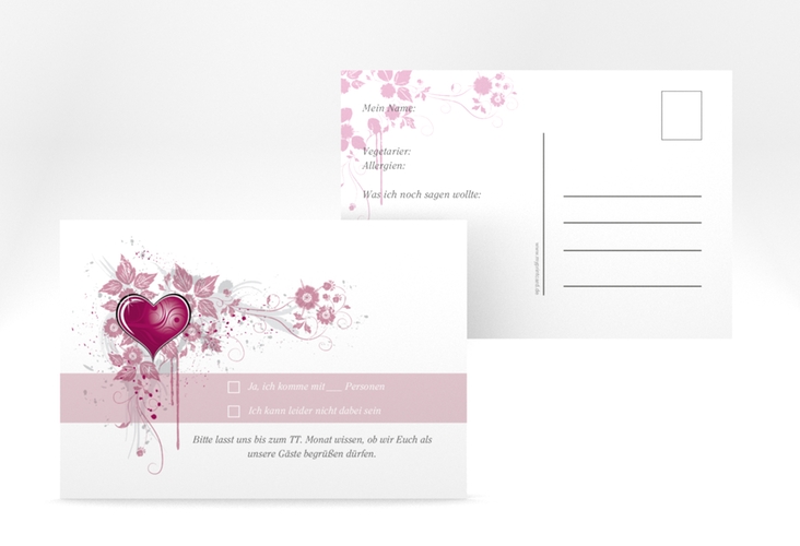 Antwortkarte Hochzeit Triest A6 Postkarte pink