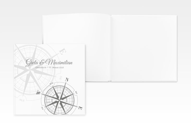 Gästebuch Creation Hochzeit Windrose 20 x 20 cm, Hardcover grau