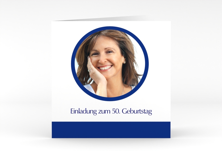Einladung 50. Geburtstag Anton/Antonia quadr. Klappkarte schlicht mit Foto
