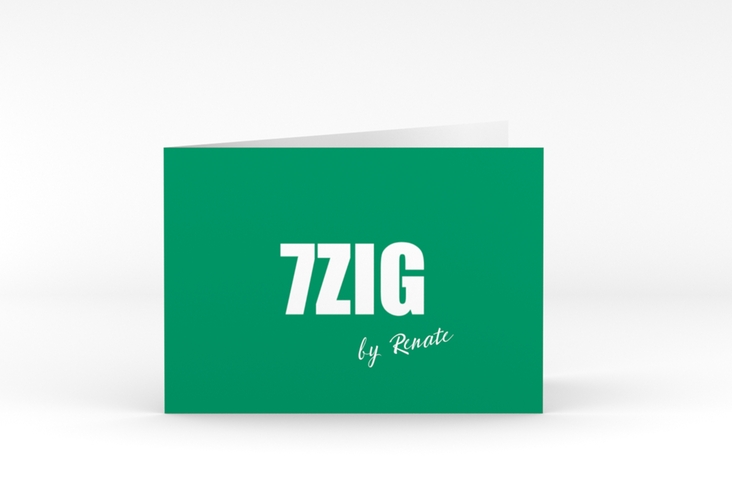 Einladung 70. Geburtstag Zig A6 Klappkarte quer gruen hochglanz