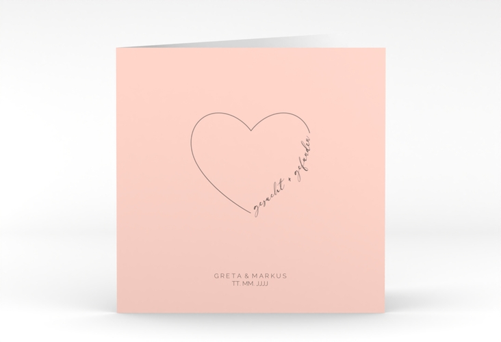 Hochzeitseinladung Lebenstraum quadr. Klappkarte rosa hochglanz