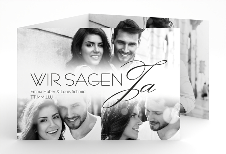 Hochzeitseinladung Bokeh A6 Doppel-Klappkarte