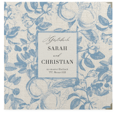 Klick: Details zu Gästebuch Selection Hochzeit "Toile" anzeigen Gästebuch Selection Hochzeit Toile Leinen-Hardcover blau mit Blättermuster im Toile-de-Jouy-Stil