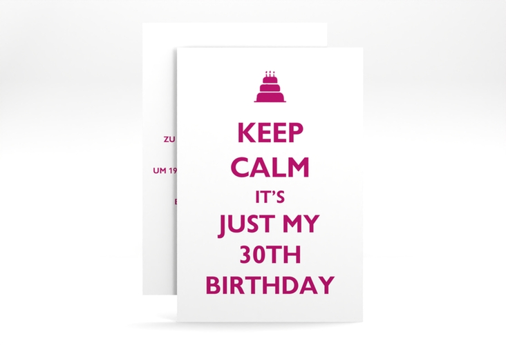 Einladung 30. Geburtstag KeepCalm A6 Karte hoch weiss