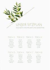 Klick: Details zu Sitzplan Poster Hochzeit "Olivenzweig" anzeigen Sitzplan Poster Hochzeit Olivenzweig 50 x 70 cm Poster weiss