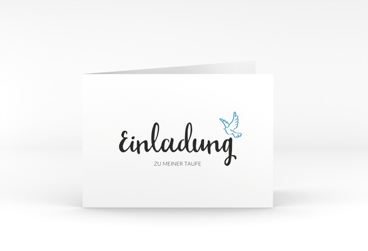 Einladung Taufe Belief A6 Klappkarte quer mit Symbol einer Taube