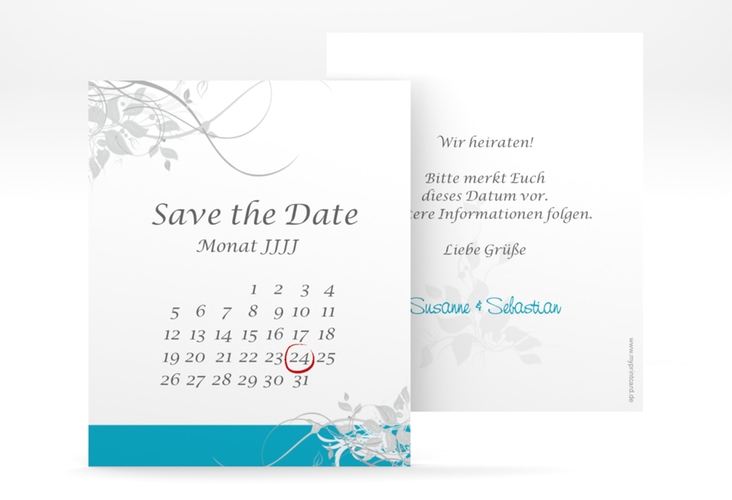 Save the Date-Kalenderblatt Florenz Kalenderblatt-Karte tuerkis