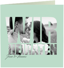 Hochzeitseinladung Letters quadr. Klappkarte mint