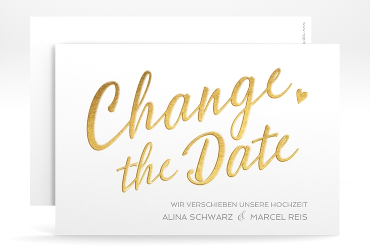 Change the Date-Karte Glam A6 Karte quer weiss hochglanz