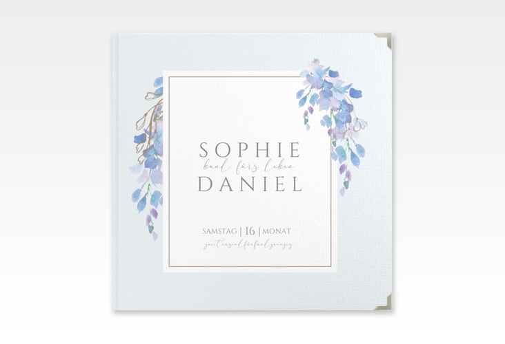 Gästebuch Selection Hochzeit Blauregen Leinen-Hardcover blau mit Wisteria-Blüten