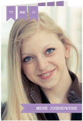 Einladung Jugendweihe Youthful A6 Klappkarte hoch flieder mit eigenem Foto