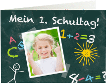 Klick: Details zu Einschulungskarte "Schultafel" anzeigen Einschulungskarte Schultafel A6 Klappkarte quer gruen