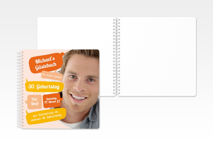 Gästebuch Geburtstag Whatsup Ringbindung orange