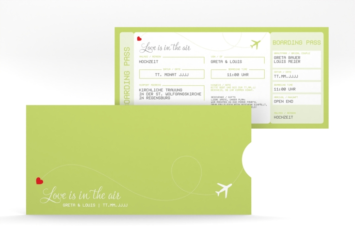 Hochzeitseinladung Weddingpass Einsteckkarte gruen
