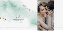 Hochzeitseinladung Pastell Wickelfalzkarte + Banderole mint