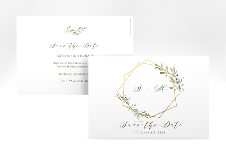 Save the Date-Karte Acacia A6 Karte quer weiss hochglanz