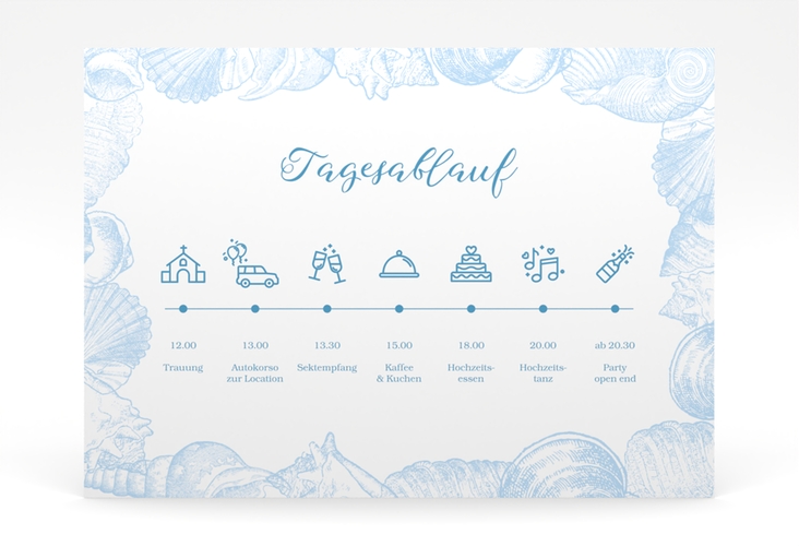 Tagesablauf Poster Hochzeit Muschelreich 70 x 50 cm Poster