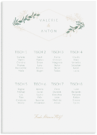 Klick: Details zu Sitzplan Leinwand Hochzeit "Verde" anzeigen Sitzplan Leinwand Hochzeit "Verde" 50 x 70 cm Leinwand weiss