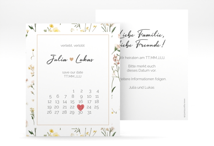 Save the Date-Kalenderblatt Blumenwiese Kalenderblatt-Karte