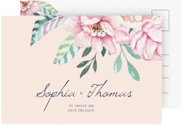 Klick: Details zu Save the Date-Postkarte "Blooming" anzeigen Save the Date-Postkarte Blooming A6 Postkarte rosa