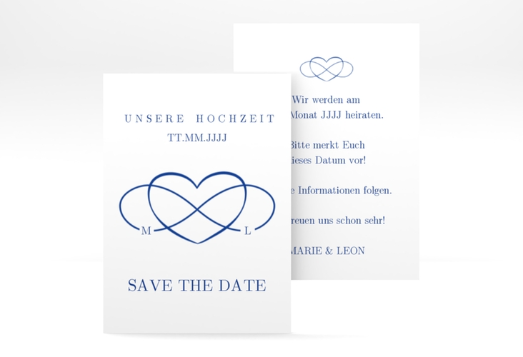 Save the Date-Visitenkarte Infinity Visitenkarte hoch blau hochglanz