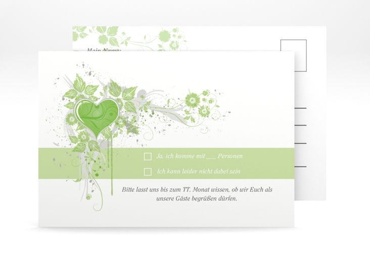 Antwortkarte Hochzeit Triest A6 Postkarte gruen