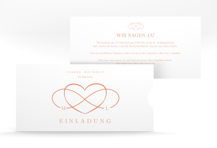 Hochzeitseinladung Infinity Einsteckkarte apricot hochglanz