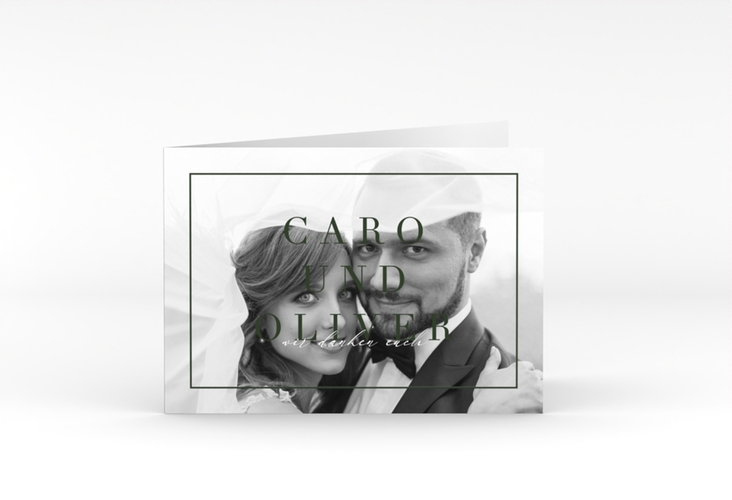 Danksagungskarte Hochzeit Moment A6 Klappkarte quer gruen hochglanz