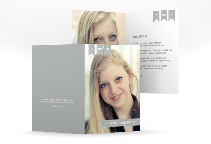 Einladung Jugendweihe Youthful A6 Klappkarte hoch mit eigenem Foto