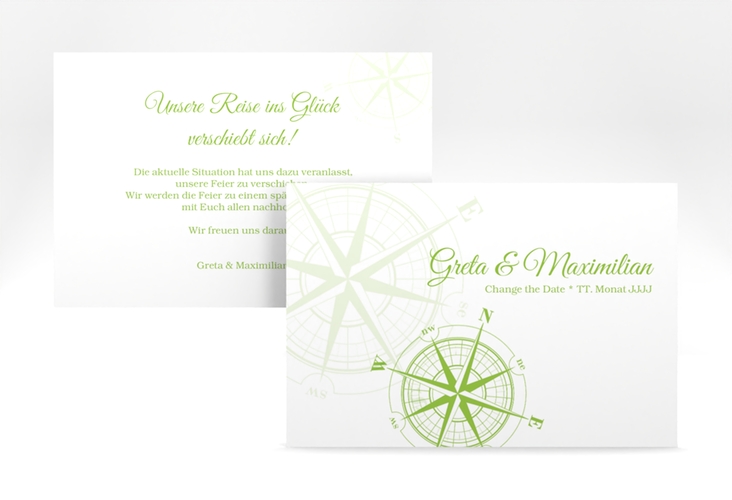 Change the Date-Karte Windrose A6 Karte quer gruen