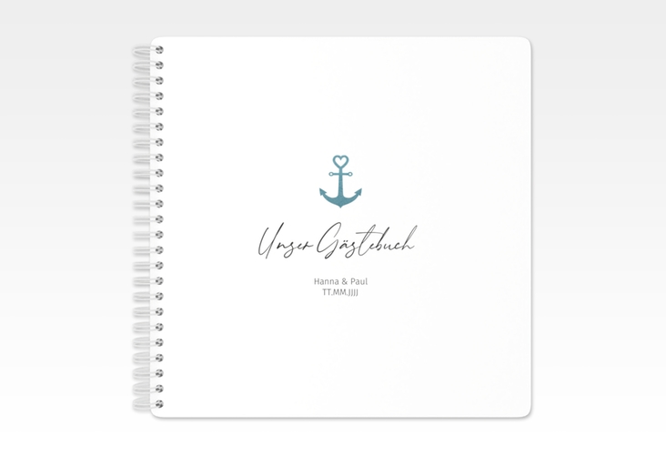 Gästebuch Hochzeit Ankerliebe Ringbindung im minimalistischen maritimen Design mit Anker