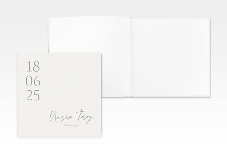 Gästebuch Creation Day 20 x 20 cm, Hardcover weiss mit Datum im minimalistischen Design