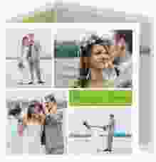Dankeskarte Hochzeit Collage quadr. Doppel-Klappkarte gruen