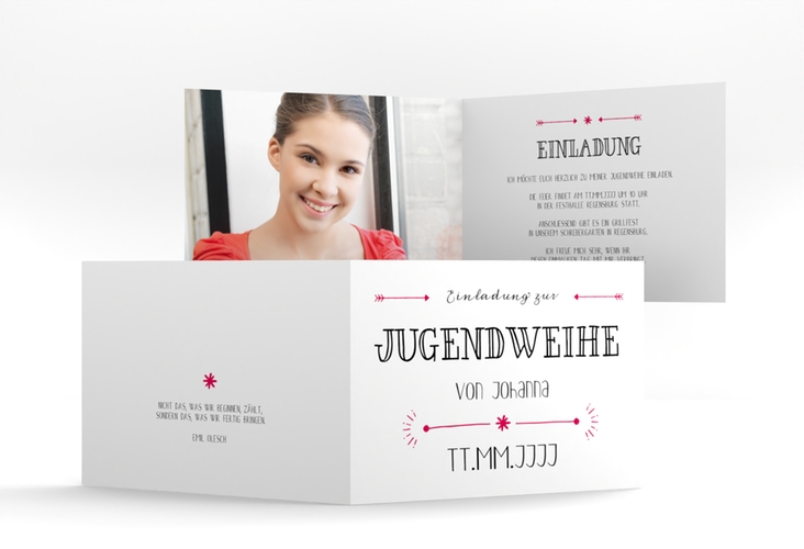 Einladung Jugendweihe Typeface A6 Klappkarte quer hochglanz