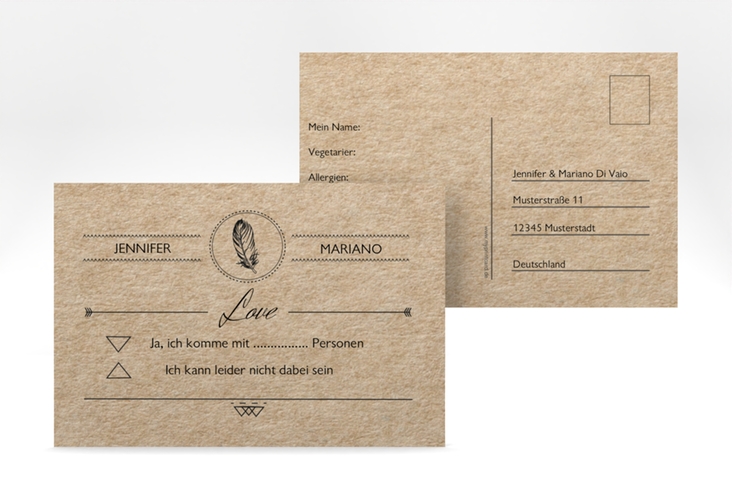 Antwortkarte Hochzeit Colorado A6 Postkarte Kraftpapier