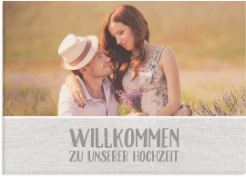 Klick: Details zu Willkommensschild Hochzeit "Landliebe" anzeigen Willkommensschild Hochzeit "Landliebe" 70 x 50 cm Leinwand braun