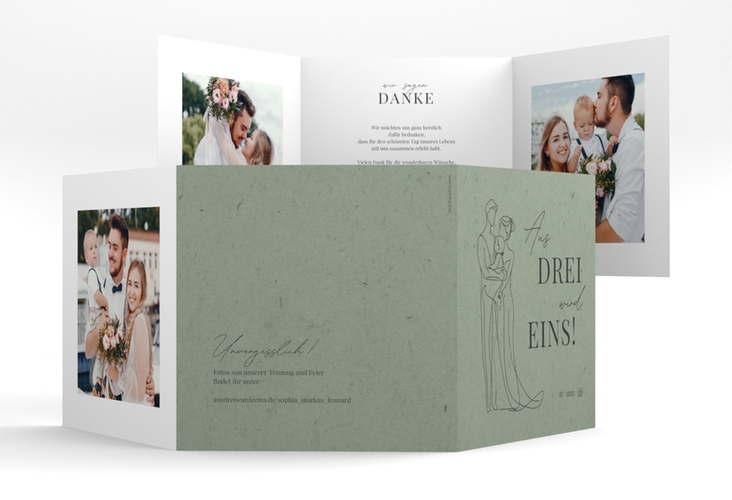 Dankeskarte Hochzeit Vereint quadr. Doppel-Klappkarte gruen